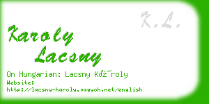 karoly lacsny business card